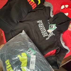 Puma Kids Hoodie in Black and Yellow